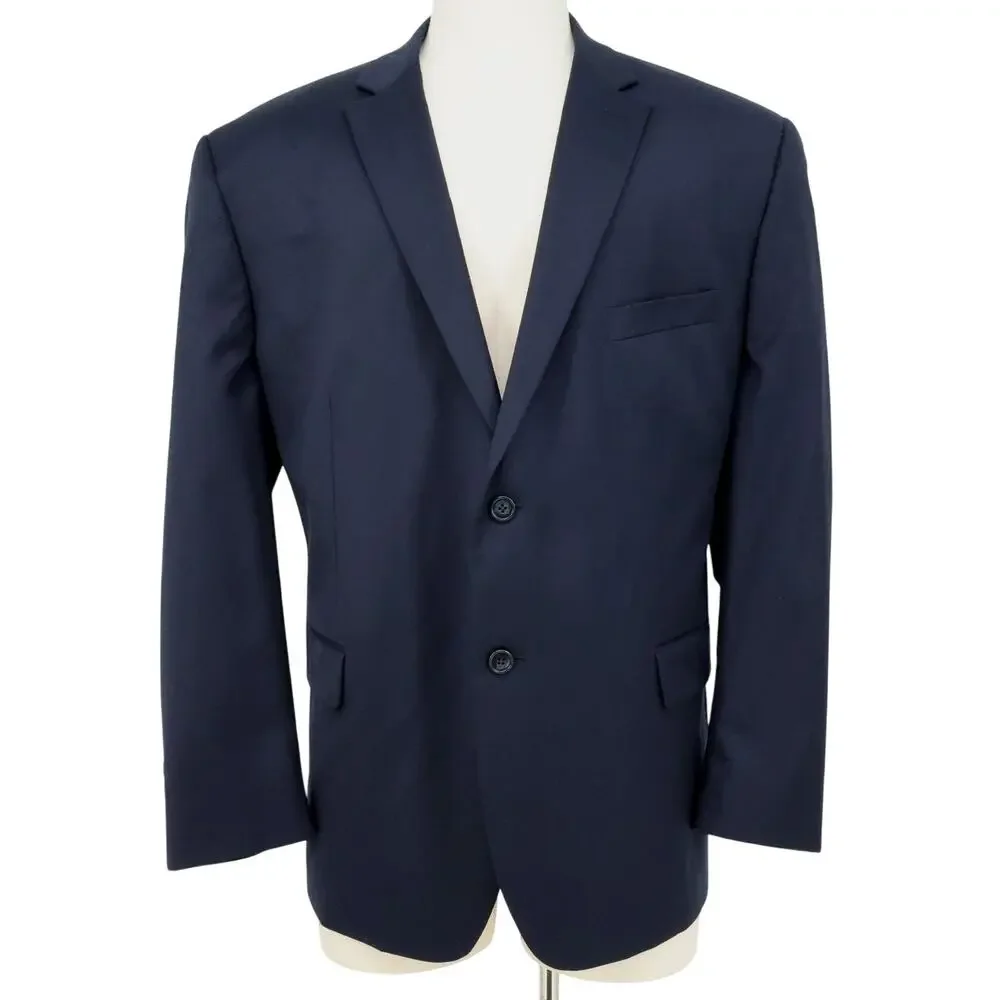 Jos A Bank Sport Coat Mens 52R Navy Blue Wool Jacket Lined Blazer Preppy Career